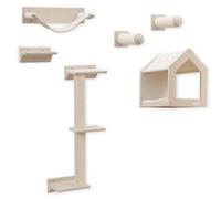Kerbl Pet Rocódromo Monte Falco, árbol rascador de Pared, Set de rocódromo para Gatos de Seis Piezas, árbol rascador para Montar en la Pared, Cueva para Gatos, Pasarela para Gatos, Cueva mullida