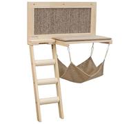 Kerbl Pet Tablero de Madera, para Gatos, Montado en la Pared, Mobiliario para Gatos, con Alfombrilla rascadora, Cojines Lavables, Peldaños de Columna de sisal, Madera, Marrón, 58x89 cm