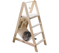 Kerbl Pet Torre de Escalada Ladder, rascador para Gatos, Madera Maciza, Felpa Suave, Beige, Altura 104 cm, Dos Superficies para tumbarse, con Hamaca