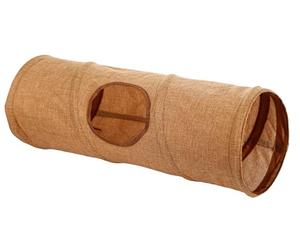 Kerbl Pet Túnel para roedores, túnel de Juego, Juguete roedores, marrón, 50 cm, Ø18 cm, Lino, Ahorra Espacio, 3 entradas
