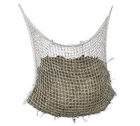 Kerbl Red de heno para alimentación de 12 horas, bolsa de heno, red de alimentación, tamaño de malla 3x3cm, blanca, 120x90cm, poliéster, alimentación animal, caballos, resistente al desgarro, duradera