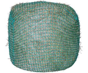 Kerbl Red de heno para pacas redondas, 140 cm, red de alimentación, verde, polipropileno, 140 cm, 4,5x4,5 cm, caballos, fijación con cuerda elástica de 6 mm