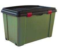 Kerbl Stefanplast Caja de almacenamiento, caja de camping, color oliva/grafito, 79x47x51cm, plástico, con 4 ruedas y tapa