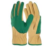 Kerbl works 1 par Guantes de jardinería, unisex, marrón/verde, talla 6/XS, para jardín, hogar, microfibra, repelentes al agua