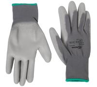 Kerbl works 6 pares de guantes Gnitter Grey, talla 10/XL, unisex, grises, poliéster, revestimiento de PU, para taller, industria, montaje, pintura