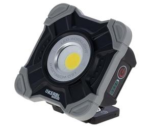Kerbl works WorkFire 1000 foco LED móvil, lámpara de trabajo, IP54, negro, gris, 10x10x4,5cm, 10W, 1000lm, recargable, imán integrado