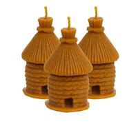 KERC - Velas de Miel - 10 Estilos, (3) Casita 8x4.5cm. 100% Ecológicas y Artesanales. 30h Aprox. de Luz para Purificar Espacios, Hacer Ritual, Decorar y Obsequiar - Velas Decorativas, con AROMA.