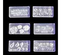 KERDEJAR Molde de Silicona, 6 Piezas 3D estéreo Mini Molde de Tallado de Flores Plantilla de Molde de decoración de uñas Molde de Silicona