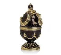 Keren Kopal Huevo de Fabergé negro con serpientes, caja decorada con cristales, regalo hecho a mano
