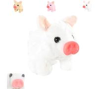 KERLYING Cerdito EléCtrico De Peluche Realista, Nuevo Cerdito Interactivo Que Gatea (Modelo 2026), con Sonido Y Movimiento para NiñOs Y NiñAs. Ideal para CumpleañOs Y Navidad (White)