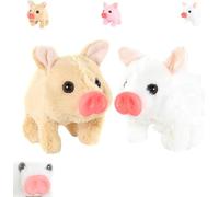 KERLYING Electric Pig Plush Realistic Toy, 2026 New Interactive Crawling Piglet, Lifelike Animated Walking Pig Plush Toy, with Sound and Motion Kids, Boys and Girls, Birthday Christmas (Brown+White)