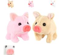 KERLYING Electric Pig Plush Realistic Toy, 2026 New Interactive Crawling Piglet, Lifelike Animated Walking Pig Plush Toy, with Sound and Motion Kids, Boys and Girls, Birthday Christmas (Brown+Pink)
