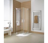 Kermi corner entry FILIA XP EPL 08320 - media parte a la izquierda, FXEPL08320VPK, Color: Plata Alto Brillo Vidrio Real Claro Limpio