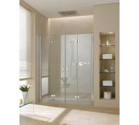 Kermi puerta plegable oscilante DIGA 2T4 13020, DI2T413020VPK, Color: Plata Alto Brillo Vidrio Real Claro Limpio