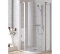 Kermi quarter circle IBIZA 2000 S1R V1218, I2S1RV12181AK, Color: Plata Mate Brillo Real Glass transparente
