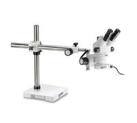 Kern Microscopio stereo zoom OZM 912, binocular, 7x-45x, HSWF 10x23 mm, Trípodes, Brazo único (430 mm x 385 mm) con tablero, Iluminador anular LED 4,5 W