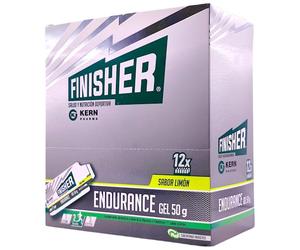 Kern Pharma Finisher Endurance Gel 12 Sobres de 50gr - Gel Energético de Liberación Prolongada - Con Palatinosa (Carbohidratos), Vitamina C, B6 y B12 - Retrasa la Fatiga - Sabor Limón