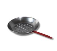 Keroppa - Sartén Castañera de Acero Pulido, 26 cm, Base Perforada para Asar Castañas, Ideal para Cocina y Barbacoa