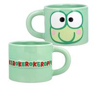 Keroppi - Taza verde con licencia oficial de Sanrio Hello Kitty & Friends 400 ml, taza de café grande de cerámica para té y chocolate caliente, regalo kawaii para niñas, mujeres y adolescentes