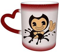 KEROTA Be-Ndy Taza cambiante de color sensible al calor, taza cambiante en el cielo, taza de café, taza de cerámica, regalos personalizados, color rojo