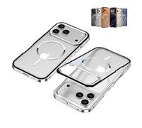 Kerquyu Frostedge Metal Frame Case for iPhone 14-17 Pro MAX, Metal Frame Frosted Magnetic Phone Case, Matte Translucent Bumper Cover (15 Promax,Silver)