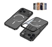 Kerquyu Frostedge Metal Frame Case for iPhone 14-17 Pro MAX, Metal Frame Frosted Magnetic Phone Case, Matte Translucent Bumper Cover (16 Pro,Nero)