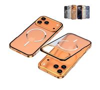 Kerquyu Frostedge Metal Frame Case for iPhone 14-17 Pro MAX, Metal Frame Frosted Magnetic Phone Case, Matte Translucent Bumper Cover (14 Pro,Arancione)