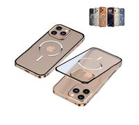 Kerquyu Frostedge Metal Frame Case for iPhone 14-17 Pro MAX, Metal Frame Frosted Magnetic Phone Case, Matte Translucent Bumper Cover (16 Promax,Desert Gold)