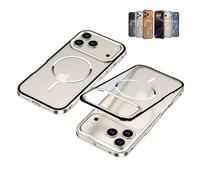 Kerquyu Frostedge Metal Frame Case for iPhone 14-17 Pro MAX, Metal Frame Frosted Magnetic Phone Case, Matte Translucent Bumper Cover (17 Pro,Titanium)