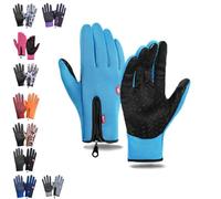 Kerquyu Guantes de Invierno Velura, Patines para lo último en Guantes Antideslizantes térmicos Impermeables y a Prueba de Viento, Manoplas de Ciclismo Pantalla táctil (Azul Cielo,XL)