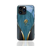 Kerquyu Personalized Wood Grain Dragon Compatible with Tempered Glass Case for iPhone 17/16/15 Plus Pro MAX, Dragon Pattern Glass Silicone Shockproof Cover (For 15Promax,Blue)