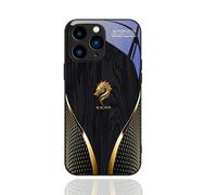 Kerquyu Personalized Wood Grain Dragon Compatible with Tempered Glass Case for iPhone 17/16/15 Plus Pro MAX, Dragon Pattern Glass Silicone Shockproof Cover (For 16Pro,Black)