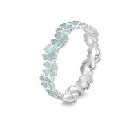 Kerraom Anillo de Trébol de la Suerte Plata 925 para Mujer - Apilable, Hipoaalergénico, Anillo de Promesa Eterna, Regalo para Hija, Nieta y Familia, Talla 18