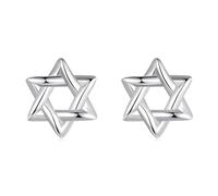 Kerraom David Star Pendientes Pendientes Hexagonales S925 Pequeñas Y Encantadoras Chicas Plateadas Temperamento Antialérgico Damas Regalo