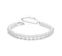Kerraom Pulsera de Perlas para Mujer Plata 925 - Pulsera Ajustable de Perlas Blancas para Mujeres Regalo Joyería para Novia, Hermana, Dama