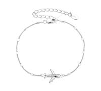 Kerraom - Pulsera de plata 925 con mariposa, llave con corazón, cruz, nudo celta o avión, pulsera ajustable clásica para mujer, hipoalergénica y apilable, regalo de cumpleaños, Navidad, día de la