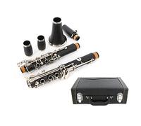 KERREY Clarinete A Clave Clarinete Madera De Ebonita Teclas Niqueladas 2 Barriles con Estuche Profesional Clarinete