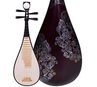 KERREY Laúd Chino de Madera Dura Hardwood Children's Pipa Gold Puede Auspicioso Patrón De Nube Étnico Instrumento Musical Practice Hardwood Children's Late