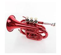 KERREY Trompeta Pocket Instrumento De Latón para Principiantes B Mini Trompeta Plana Instrumento De Trompeta De Bolsillo De Palma Roja