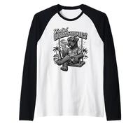 Kerry Blue Terrier Bebiendo café Helado en un Columpio Divertido b&w Camiseta Manga Raglan