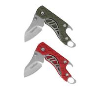 Kershaw Cinder - Juego de 2 navajas rojas y olivas, llavero perfecto para llaves, mosquetones y más