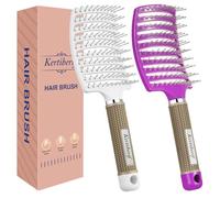 Kertiberif Paquete de 2 cepillos desenredantes curvados y ventilados para cabello húmedo y seco, cepillo de pelo de paleta para un secado más rápido, cepillo desenredante para mujeres y hombres,