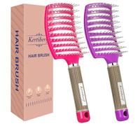 Kertiberif Paquete de 2 cepillos desenredantes curvados y ventilados para cabello húmedo y seco, cepillo de pelo de paleta para un secado más rápido, cepillo desenredante para mujeres y hombres,