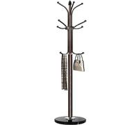 Kertnic - Perchero de metal con base de mármol natural, de pie, con 12 ganchos, para colgar bufandas, bolsos, chaquetas, sombreros, para pasillo y entrada de casa, color bronce