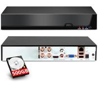 KERUI 3K/5MP Lite 6 en 1 Grabador DVR 4 Canales con Detección de Personas para Sistemas de Cámaras de Seguridad Analog/XVI AHD TVI CVBS CVI IP en Interiores y Exteriores, H.265+ Disco Duro 500GB