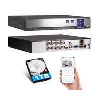 KERUI Grabadora DVR de seguridad de 8 canales, sistema DVR de 5 MP H.265+ para cámaras AHD/TVI/CVI/CVBS/XVI, acceso remoto, reproducción inteligente (con disco duro de 1 TB)