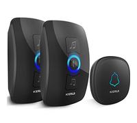 KERUI M525 Timbre Inalámbrico Exterior Impermeable, Kit Timbre Puerta Impermeable IP66 que Alcance a 1,000ft con 32 Melodías, 4 Niveles de Volumen, Indicador LED, fácil instalación para hogar(negro)
