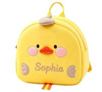 Keruidian Mochila bordada personalizada para niños, regreso a la escuela, bolsa de libros de jardín de infantes preescolar, Patito amarillo, 24*21.5*11cm, Casual