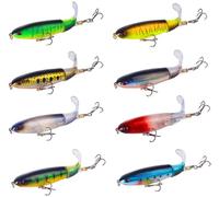 KERUNE Juego de Señuelos de Pesca 8 Piezas Señuelos de Pesca con Cola Flotante Giratoria de Agua Superior, Cebos Duros Artificiales de Hundimiento Lento para Pesca (10cm/13g)