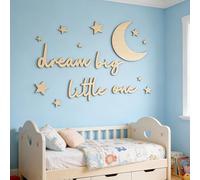 KERYBW 15 letras de madera para decoración de pared, Dream Big Little One, decoración de pared de madera bohemia, para dormitorio, hogar, sala de estar